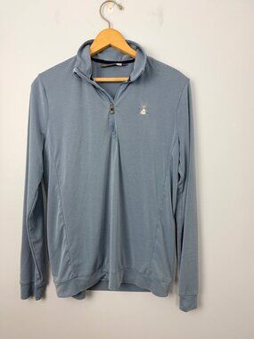 KJUS Mens Kallen Quarter-Zip Pullover Blue UPF 50+ Size S Oyster Harbors